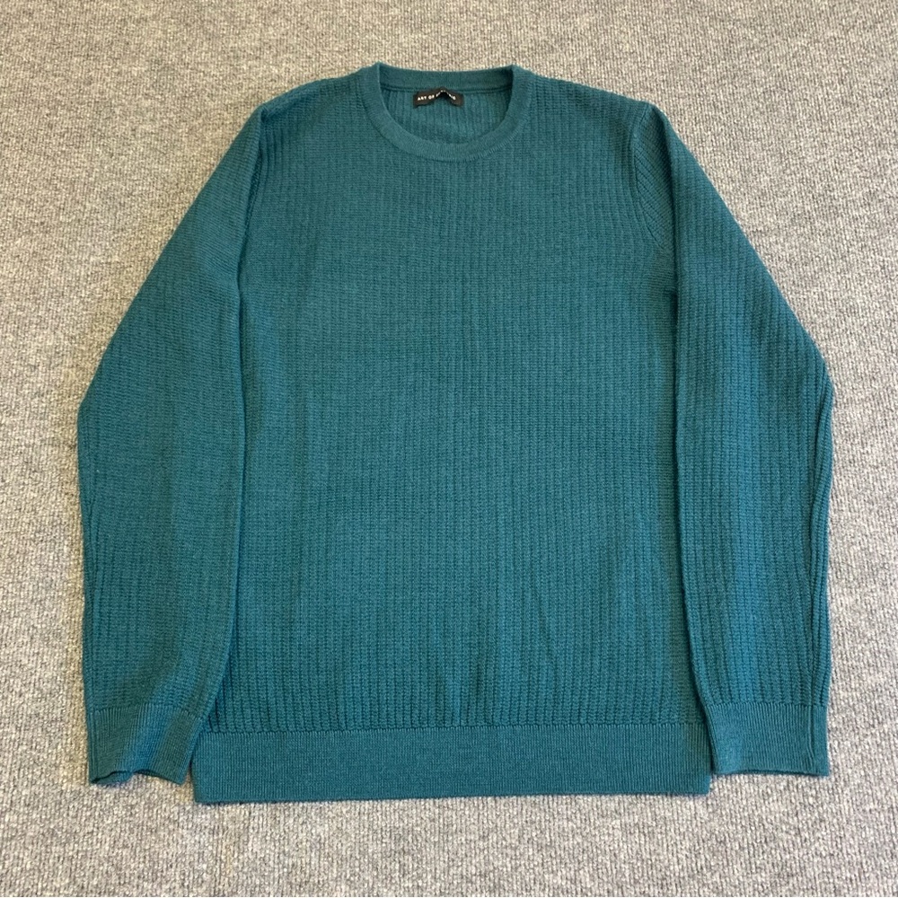 Lightweight Merino Wool Blend Men's Crewneck Sweater in Teal